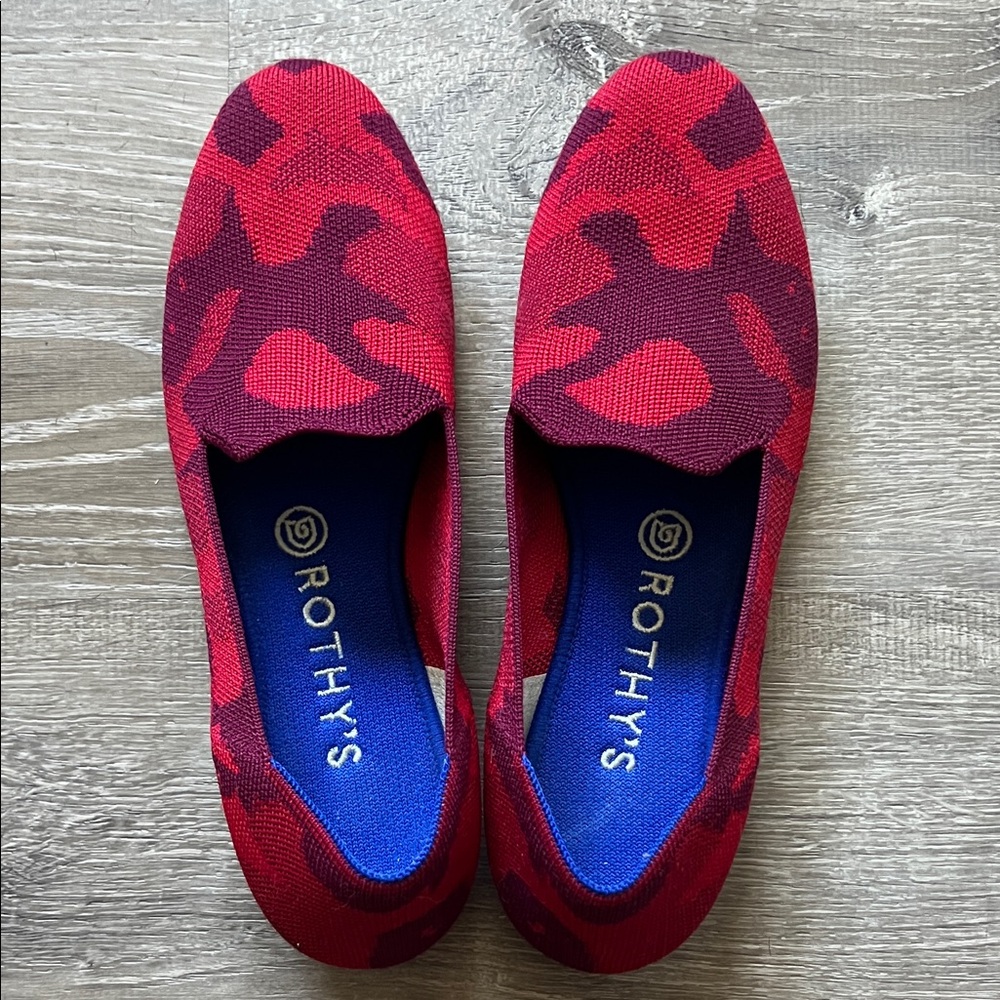 Rothy's Red and Burgundy Knit Slip-On Flats